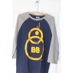 Star Wars BB-8 Raglan 3/4 Sleeve Shirt Navy Grey Large Fifth Sun Lucasfilm